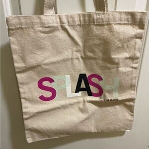 🔵 Splash Canvas Tote Bag Cream Graphic Everyday Book Beach Bag